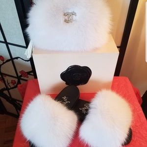 Chanel bag w/ fur slides